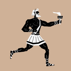 Vector Illustration Greek Athlete With Torch