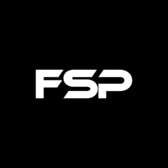 FSP letter logo design with black background in illustrator, vector logo modern alphabet font overlap style. calligraphy designs for logo, Poster, Invitation, etc.