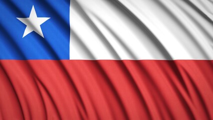 Chile flag. Waving national flag. State symbols. Realistic 3D render. 