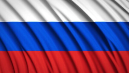 Russia flag. Waving national flag. State symbols. Realistic 3D render. 
