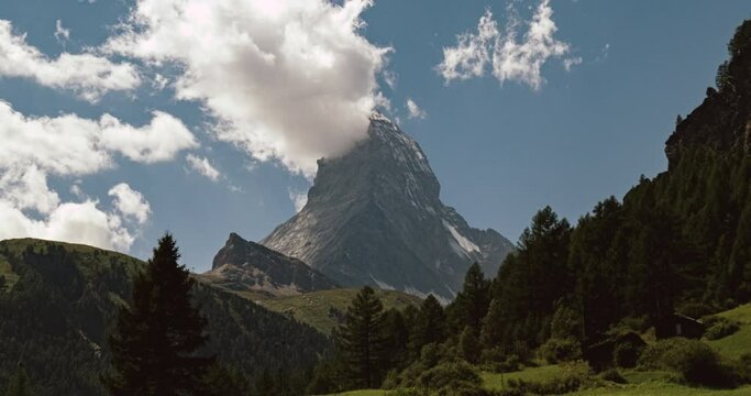 Banner shaped clouds on Matterhorn peak from Blatten