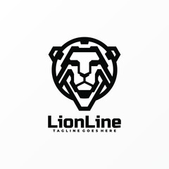 Vector logo illustration lion line art style Premium Vector  