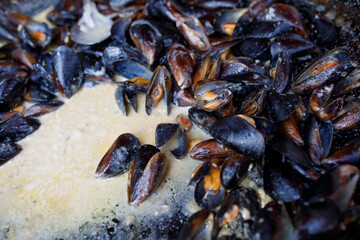 mussels are cooked on the street