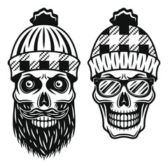 Lumberjack skulls two style illustration monochrome style  