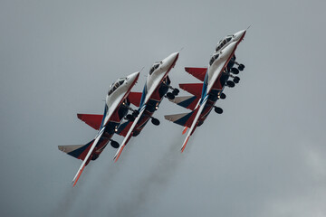 Group of jet fighters at the airshow