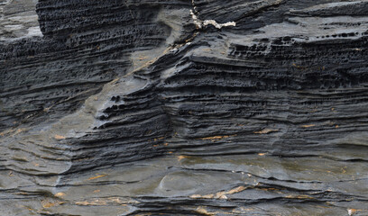 Detail of slate cliffs at Trebarwith Strand Cornwall