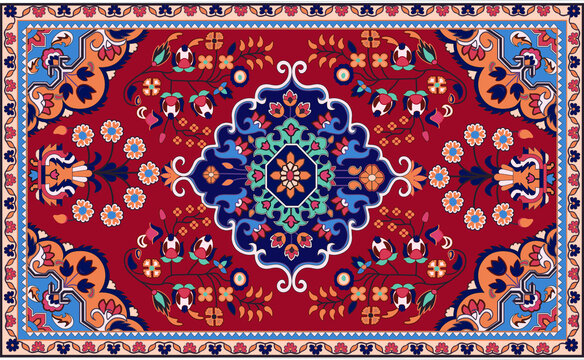 Persian carpet original design, tribal vector texture. Easy to edit and change a few colors by swatch window.