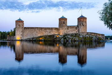 Aerial view of Olavinlinna castle, Savonlinna, Finland