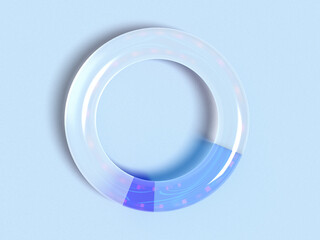 3D rendered chart with blue segments and one big transparent part. Illustration for an infographic chart, sustainable progress, or business report. Visualization of an eco diagram or, energy segments.