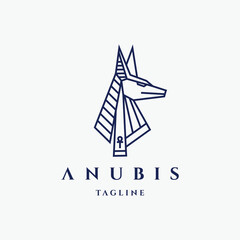 Anubis logo with line style design template hipster retro vintage label illustration Premium Vector1 