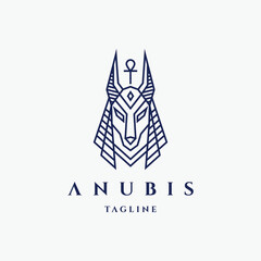 Anubis logo with line style design template hipster retro vintage label illustration Premium Vector  