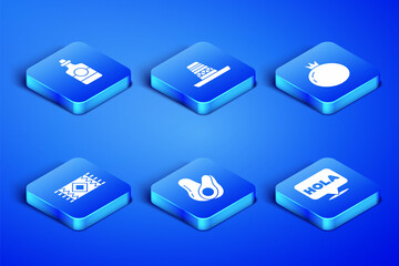 Set Hola, Tequila bottle, Avocado fruit, Mexican carpet, sombrero and Tomato icon. Vector © vector_v