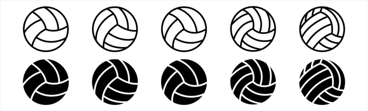 Volleyball icons set. Outline set of volleyball vector icons for web, app design isolated on white background