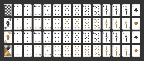 Chess playing cards - Poker set with isolated cards on black background - New design playing cards - full deck © Максим Лебедик