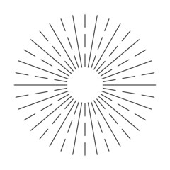 Obraz premium Sunburst line icon isolated on white background, summer web banner, retro circle design, vector illustration