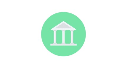 Bank Icon. Vector editable flat illustration of a bank old building
