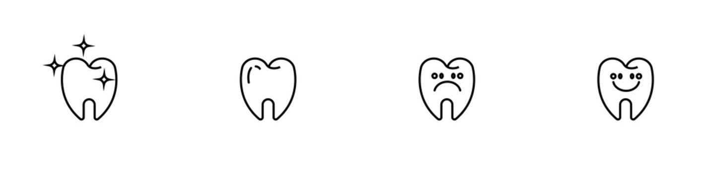 Conjunto de icono de diente. Concepto de odontolog&iacute;a. Ilustraci&oacute;n vectorial