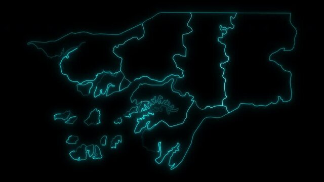 Animated Outline Map of Guinea Bissau with Regions