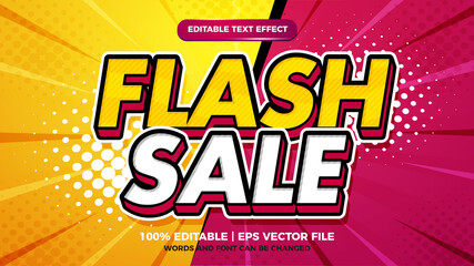 flash sale pop art  cartoon comic style editable text effect 3d template - obrazy, fototapety, plakaty