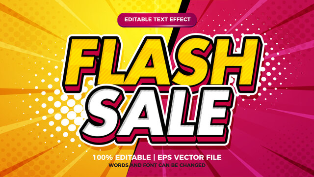flash sale pop art  cartoon comic style editable text effect 3d template