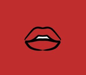 illustration of lips mouth, lipstick red color woman feminine sexy