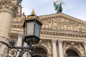Old street light lantern on bilding