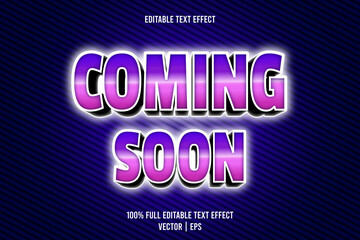 Obraz premium Coming soon editable text effect 3 dimension emboss neon style