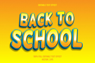 Back to school editable text effect 3 dimension emboss cartoon style