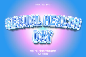 Sexual health day editable text effect 3 dimension emboss cartoon style