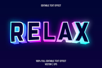 Relax editable text effect 3 dimension emboss neon style