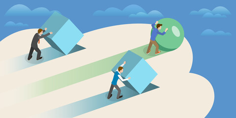 3D Isometric Flat Vector Conceptual Illustration of High Efficiency Strategy, Business Growth and Development