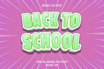 Back to school editable text effect 3 dimension emboss cartoon style