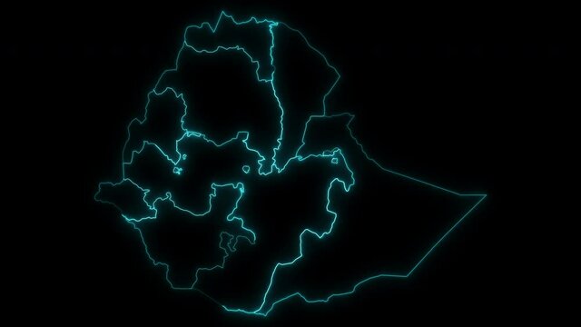 Animated Outline Map of Ethiopia with Regions