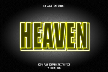 Heaven editable text effect 3 dimension emboss neon style