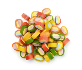 Heap of multicolored sweets isolated.