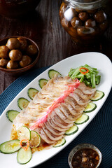 Delicious Chinese cuisine with lemon sauce and pig's feet