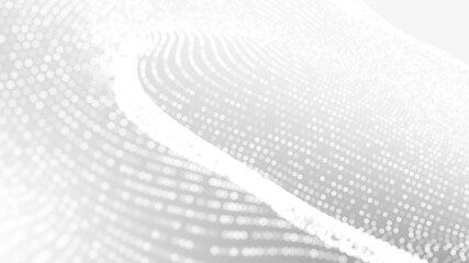 Dot white gray wave light technology texture background. Abstract big data digital concept. 3d rendering.