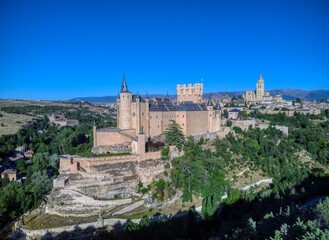 Fototapeta premium Aerial view of the Alcazar of Segovia in Spain.