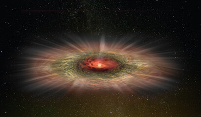 Black hole with light rays in outer space. Abstract space wallpaper. Elements of this image...