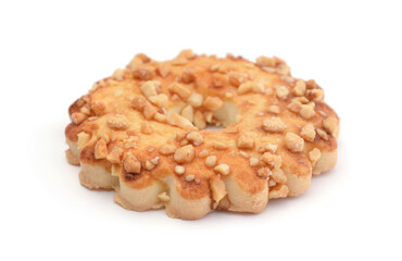 Cookie with nuts isolated on white.