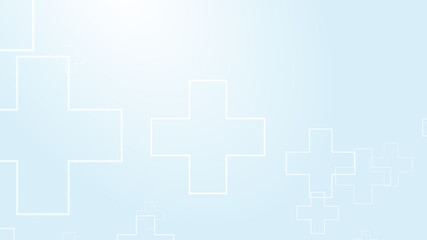 Abstract medical white blue cross pattern background.