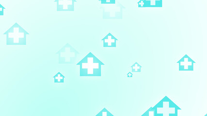 Medical health blue green cross on home pattern background. Abstract banners with prevent virus infection and healthcare stay home concept.
