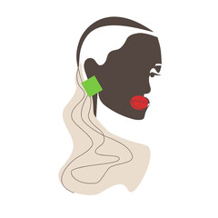 girl, blonde, hair, lips, red, earring, green, vector, web, fashion