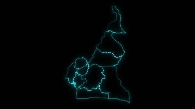 Animated Outline Map of Cameroon with Regions