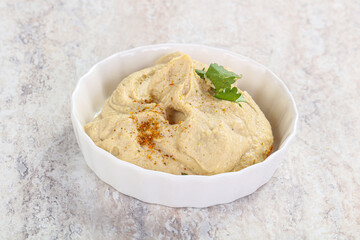 Traditional Jewish Hummus with olive oil