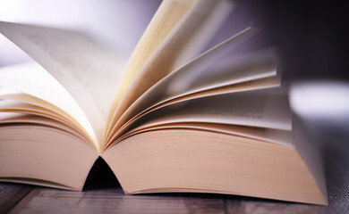 Composition with open book on the table