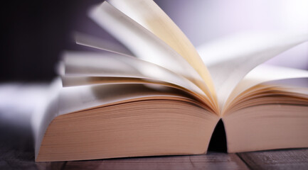 Composition with open book on the table