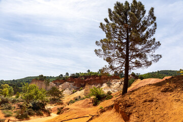 Le Colorado Provencal : Ochre quarry in Lustrel, Luberon, Provence, south of France