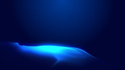 Abstract dot blue wave gradient texture technology background.