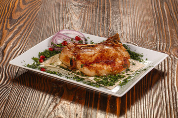 Grilled pork loin barbeque shashlik